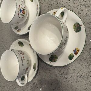 Charming White Coffee cup and Saucer Set with Colorful Design
